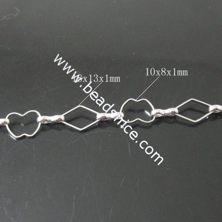 Hand Brss Chain,18x13x1mm,10x8x1mm,Nickel-Free,Lead-Safe,