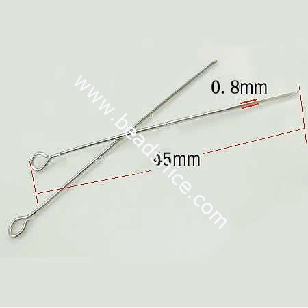 Stainless Steel Eye Pin,steel 304,0.8x45mm,Nickel-Free,Lead-Safe,