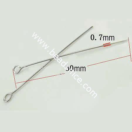 Stainless Steel Eye Pin,steel 304,0.7x30mm,Nickel-Free,Lead-Safe,