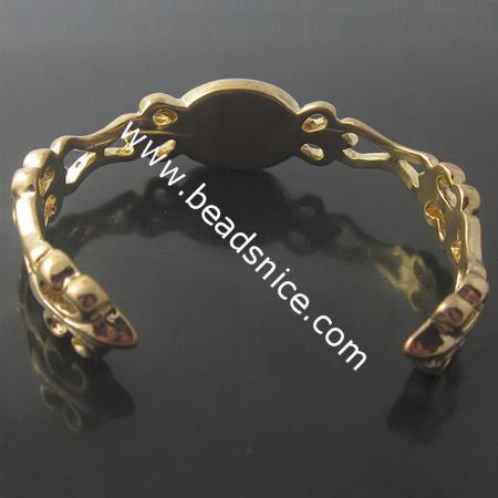 Brass Bracelet Base,10.9X13X4mm,Hole about：56.7mm,Nickel-Free,Lead-Safe,