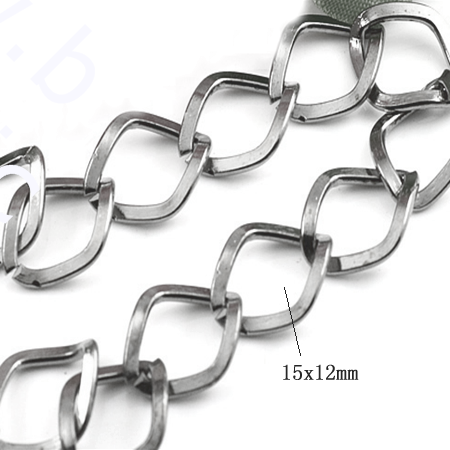 Brass Chain,15x12mm,Nickel-Free,Lead-Safe,