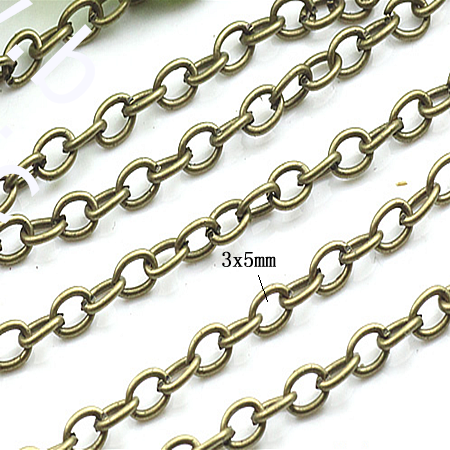 Brass Chain,3x5mm,Nickel-Free,Lead-Safe,