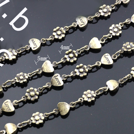 Flower heart chain fashion necklace chain wholesale jewelry making supplies brass nickel-free lead-safe more style available