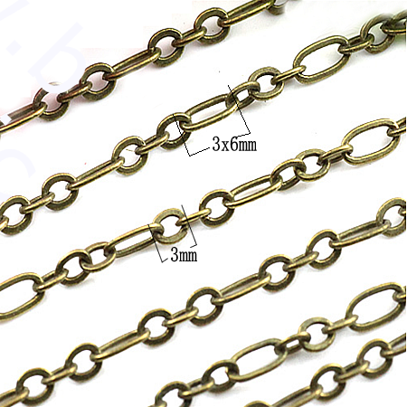 Brass Chain,3x6mm,3mm,Nickel-Free,Lead-Safe,