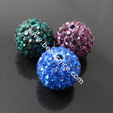Rhinestone Plasticine Beads, plasticine bead with A rhinestone,PP12,  approx 50-48 pcs,  various colors for choice,half hole, pe