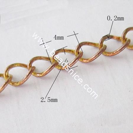 Brass Chain,0.2x2.5x4mm,Nicmkel-Free,Lead-Safe,