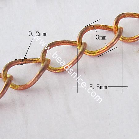 Brass Chain,0.2x3x5.5mm,Nicmkel-Free,Lead-Safe,
