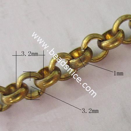 Brass Chain,1x3.2mm,Nicmkel-Free,Lead-Safe,