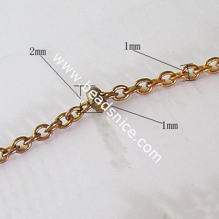 Brass Chain,1x2mm,Nicmkel-Free,Lead-Safe,