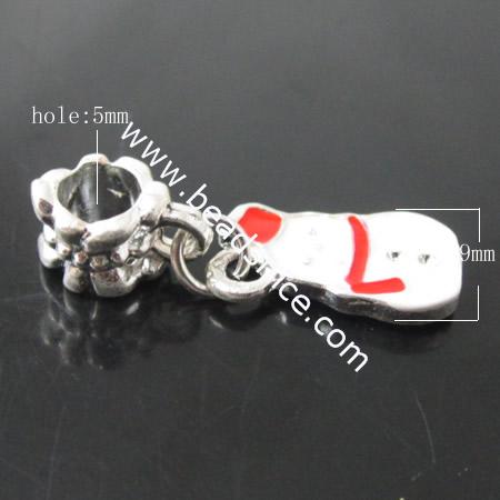 Zin Alloy Charms，29X9X3mm，Hole:5mm，Nickel-Free，Lead-Safe，