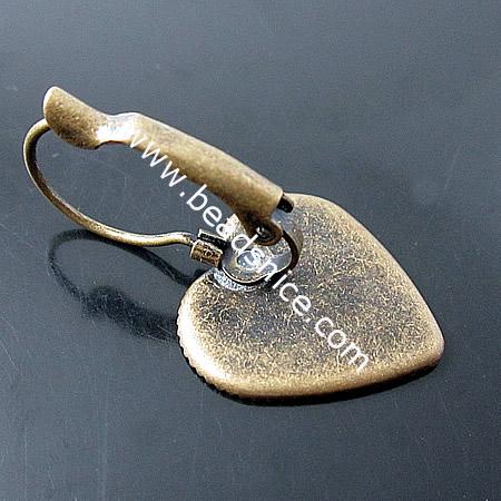 Lever Back Earring with cabochon setting,brass,heart