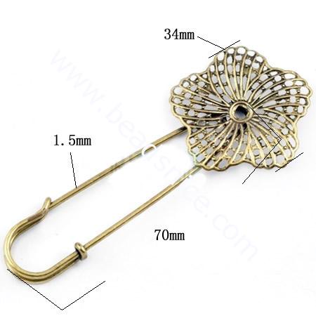 Brooch.With round brooch pin,collet inner size:34mm, Brooch size:1.5x70mm,