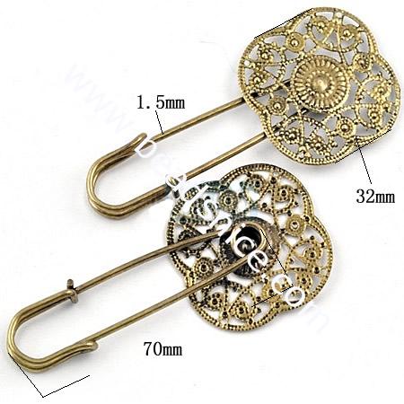 Brooch.With round brooch pin,collet inner size:32mm, Brooch size:1.5x70mm,