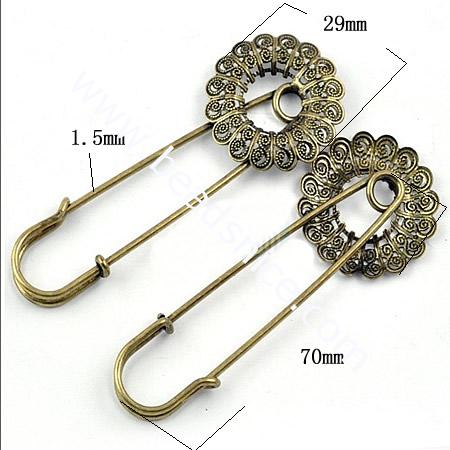 Brooch.With round brooch pin,collet inner size:30mm, Brooch size:1.5x70mm,