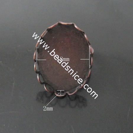 Brass Finger Ring Finding，18X25mm，Depth:2mm， Inside Diameter:17mm，Nickel-Free，Lead-Safe，