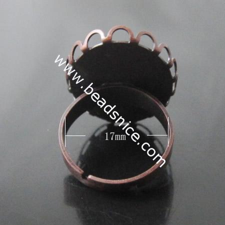 Brass Finger Ring Finding，18X25mm，Depth:2mm， Inside Diameter:17mm，Nickel-Free，Lead-Safe，