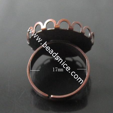 Brass Finger Ring Finding,Round,Depth:2mm，Inside Diameter:17mm，Nickel-Free，Lead-Safe，