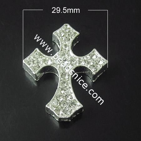 Rhinestone Beads,29.5X24mm,Hole:1mm,Nickel-Free,Lead-Safe,
