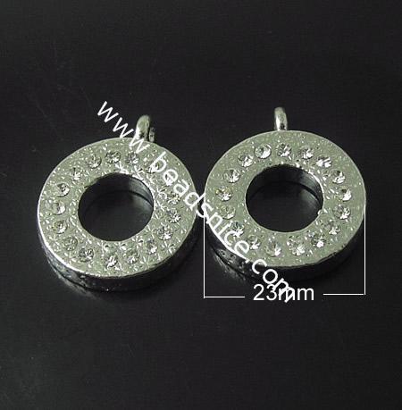 Rhinestone Pendant, 23mm,hole:2mm,Nickel-Free,Lead-Safe,