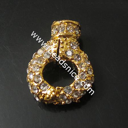 Jewelry Magnetic clasp with middle east rhinestone,alloy, 20X15mm,Nickel-Free，Lead-Safe