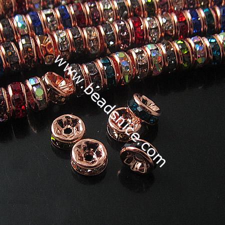 Rhinestone Rondell beads，6mm，hole:1.5mm