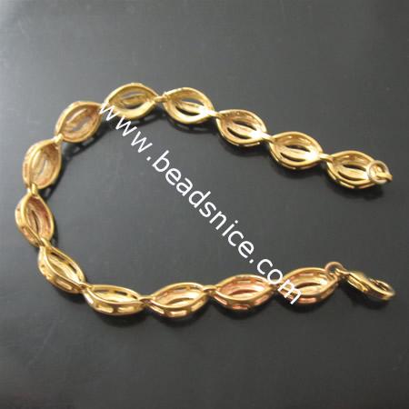 Brass Bracelet,12x7.5mm,4mm，7inch,