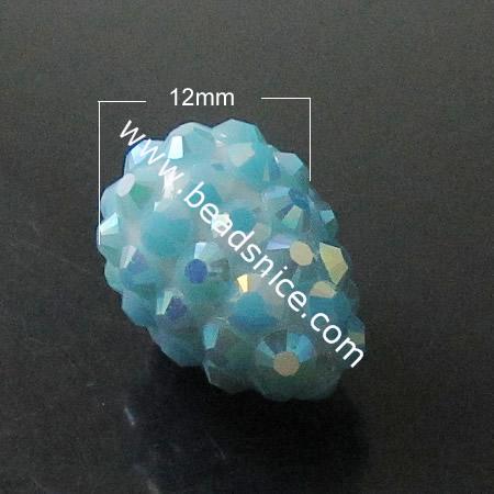 Resin Rhinestone Beads ,17X12mm,hole:1mm,Nickel-Free,Lead-Safe