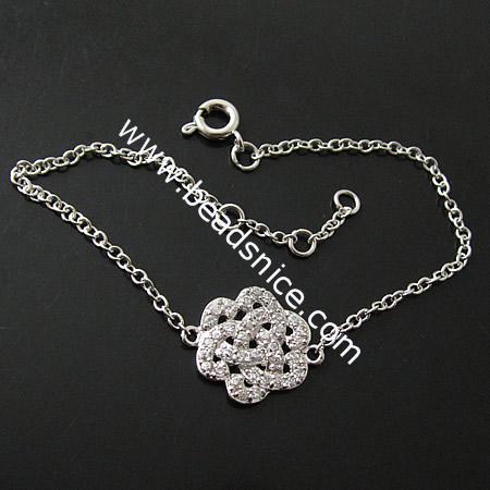 925 sterling silver flower charms bracelet