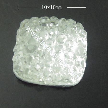 Resin Rhinestone Cabochons,10X10mm,hole:2mm