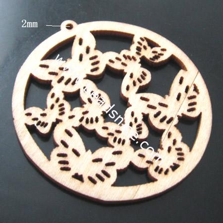 Carved wood Pendant,42mm,hole:2mm,