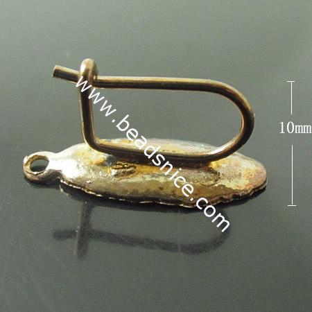 Hook earrings,brass,Kidney earwire,leaf,