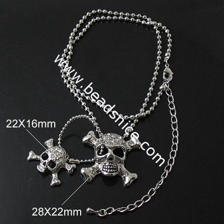 Zinc Alloy Necklace,28X22mm,22X16mm,Nickel-Free,Lead-Safe,