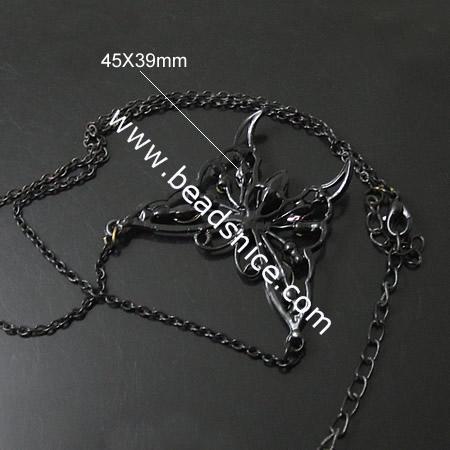 Zinc Alloy Necklace,45X39mm,thickness:1mm,18inch,Nickel-Free,Lead-Safe,