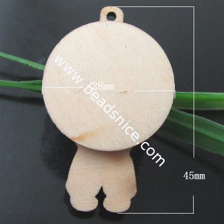 Original wood Pendant,28X45mm,hole:2mm,