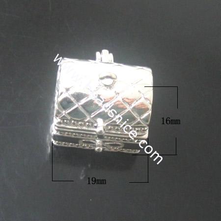 Brass Prayer Box Pendant/Drop,19X16X16mm,hole:1.5mm,