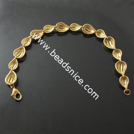 Brass bracelet,13x9x4.5mm & 12x7x4mm,length:7 inch,nickel free,lead safe,