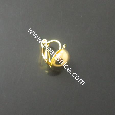 Brass clip-on sarring components,10mm,hole:approx 1mm,nickel free,