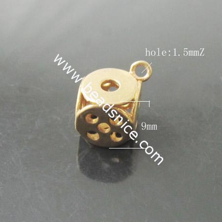 Hollow  pendant charm,brass,lead-safe,nickel-free,square,