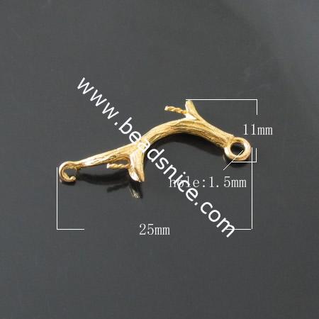 Brass Connectors/Link,25X11mm,hole:1.5mm,Lead-Safe ,Nickel-Free,