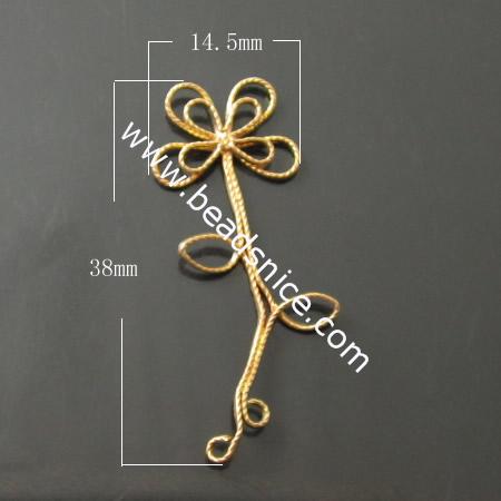 Flower pendant,brass,flower, lead-safe,nickel-free,