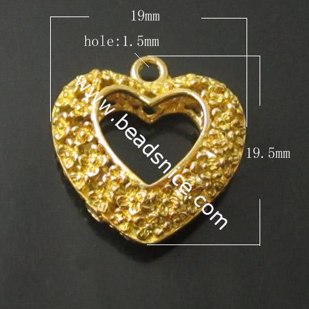 Hollow  Filigree Pendant,brass,lead-safe,nickel-free,heart,
