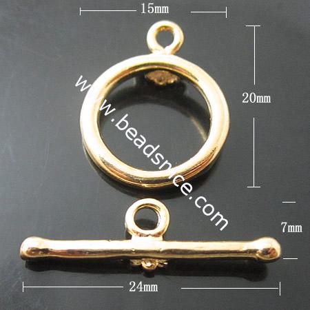 Brass Toggle Clasp,20X15mm,7X24mm,Nickel-Free,Lead-Safe,