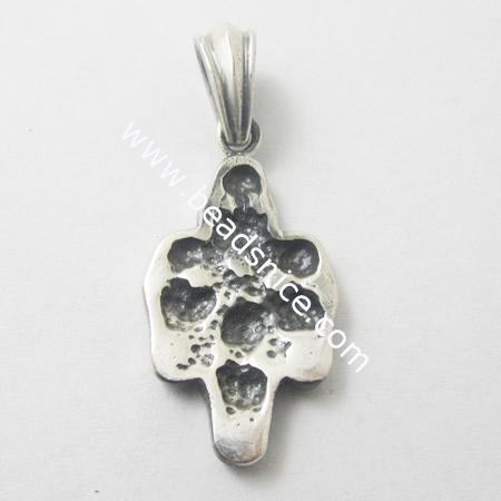 925 Sterling Silver Pendant Blanks,Bail,37X16mm,hole:7X5mm,