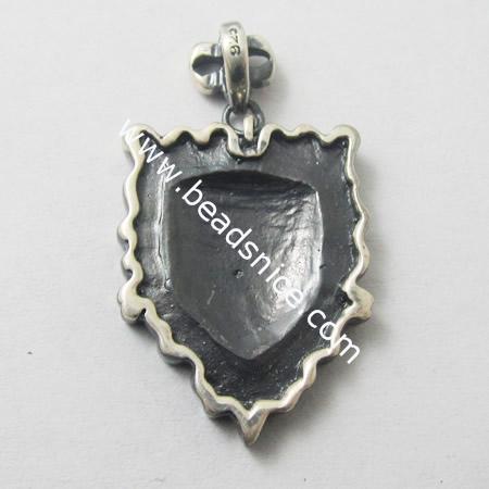 925 Sterling Silver Pendant Blanks,Bail,33X19mm,hole:6X4mm,