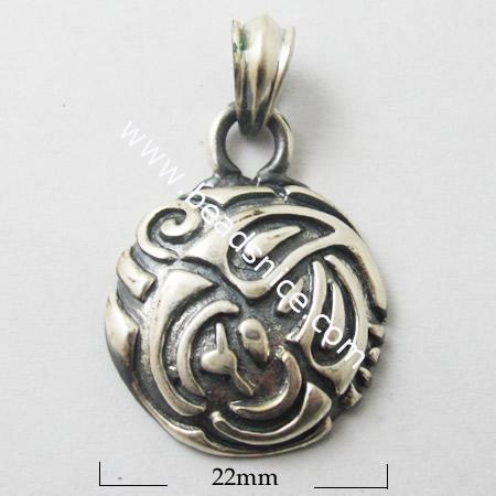 925 Sterling Silver Pendant,22mm,hole:7X5mm,