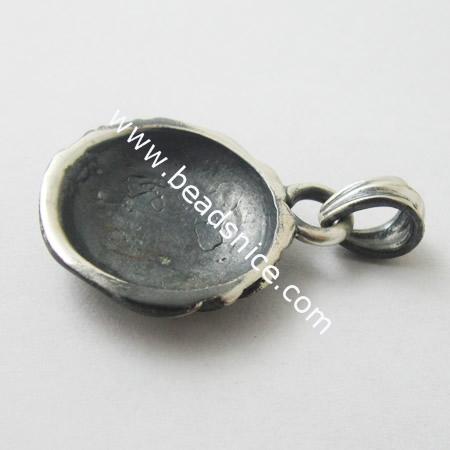 925 Sterling Silver Pendant,22mm,hole:7X5mm,