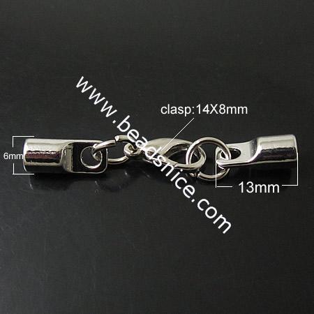 Zinc Alloy Clasp,13X6mm,lobster clasp:14X8mmLead-Safe ,Nickel-Free,fit 3.8mm leather