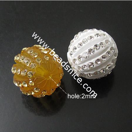 Resin Rhinestone Beads,22mm,hole:2mm