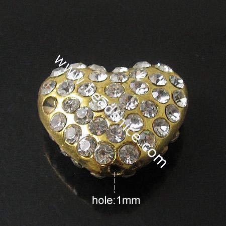 Rhinestone Beads,19X21mm,hole:1mm