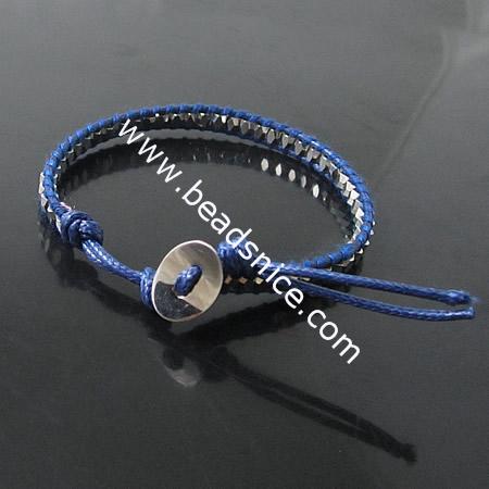 Wrap Bracelets Beautiful Copper beads Bracelets Stainless steel Wrap Bracelet on Natural Leather,width:6mm,6.5inch